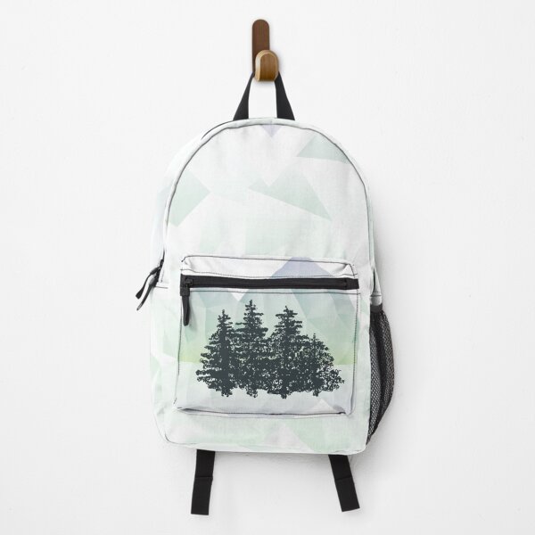 Item preview, Geometric mountains with trees (green) designed and sold by frangipaniarts.