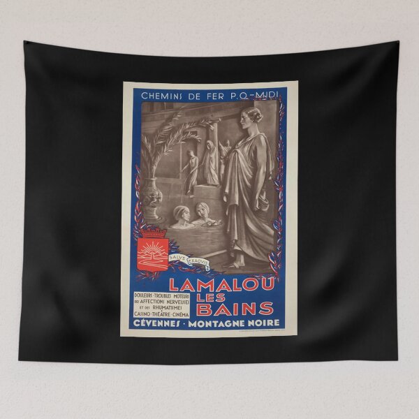 Item preview, Lamalou les Bains retro poster designed and sold by CorasPosters.