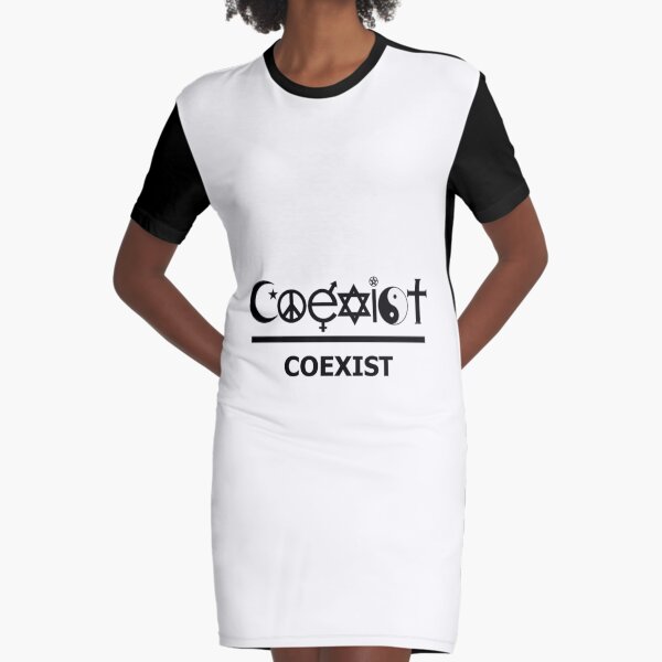 COEXIST Funny Style Graphic T-Shirt Dress