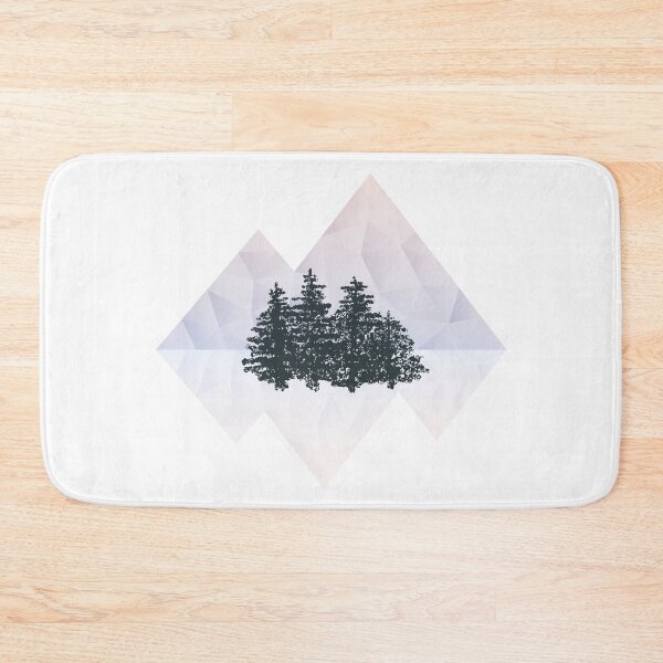 Item preview, Geometric mountains with trees (pink) designed and sold by frangipaniarts.