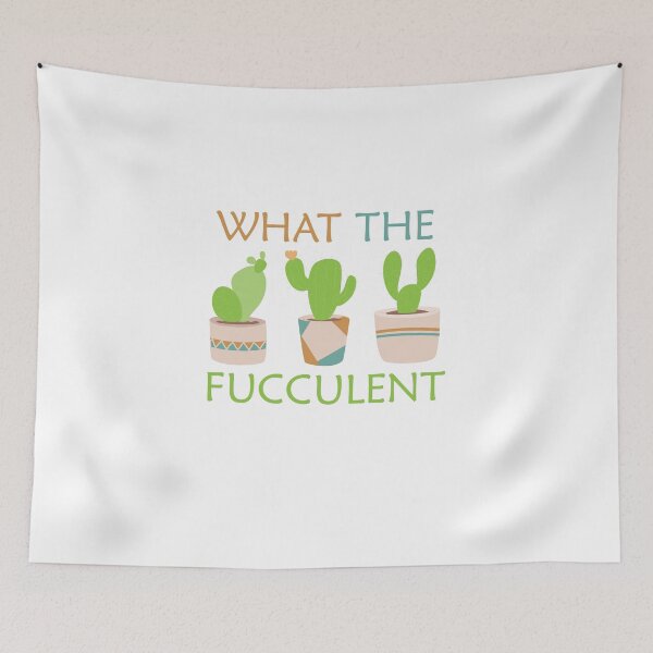 Item preview, What the Fucculent Cactus Succulents Plants Gardening Gift Vintage Retro Classic Green Flowers Print designed and sold by peachyline.