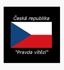 Czech Republic Flag w/ National Motto Photographic Print