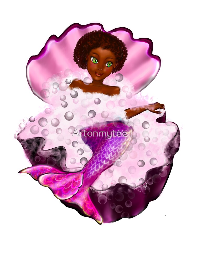 Mermaid spa day in Oyster clam shell Black anime mermaid in