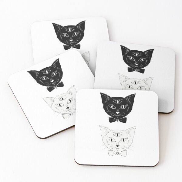Item preview, Three Eyed Kitties (Black and White Twin Set) designed and sold by xCelestialFox.