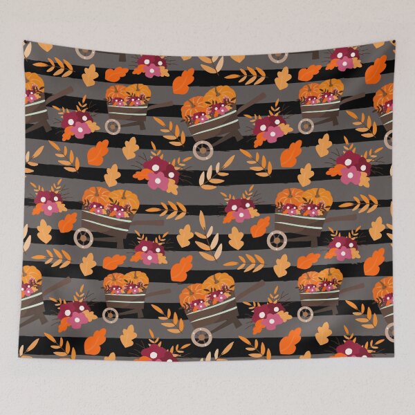 Item preview, Fall Colors Pattern with Wheelbarrows, Flowers and Leaves designed and sold by Jennifer Church.