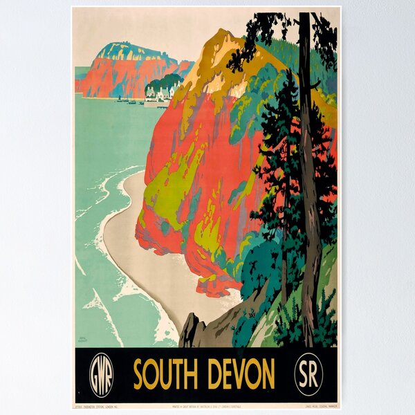 Item preview, South Devon retro poster designed and sold by CorasPosters.
