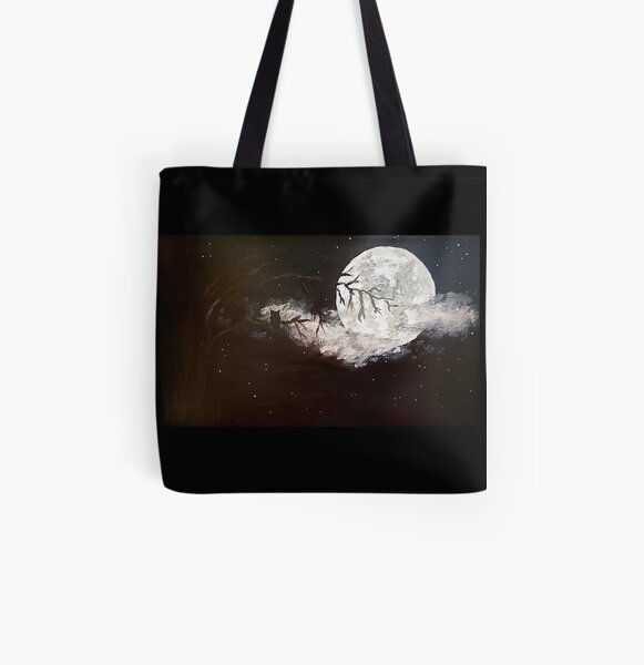 Night owl on a full moon. All Over Print Tote Bag