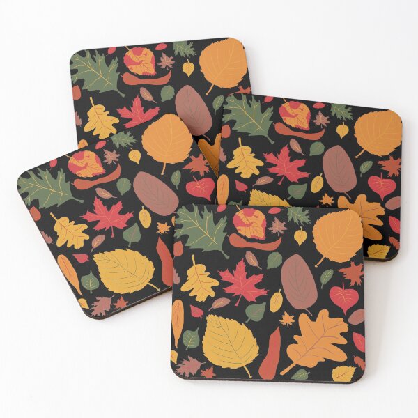 Item preview, Autumn Leaves on a Black Background designed and sold by ArtbyLinnea.
