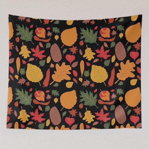 Item preview, Autumn Leaves on a Black Background designed and sold by ArtbyLinnea.
