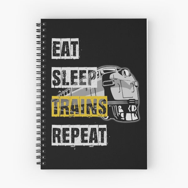 Item preview, Eat Sleep Trains Repeat Model Railroading and Railways Funny Bold Design with Yellow Text. designed and sold by UrTops.