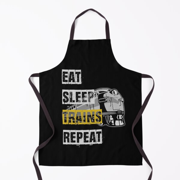 Item preview, Eat Sleep Trains Repeat Model Railroading and Railways Funny Bold Design with Yellow Text. designed and sold by UrTops.