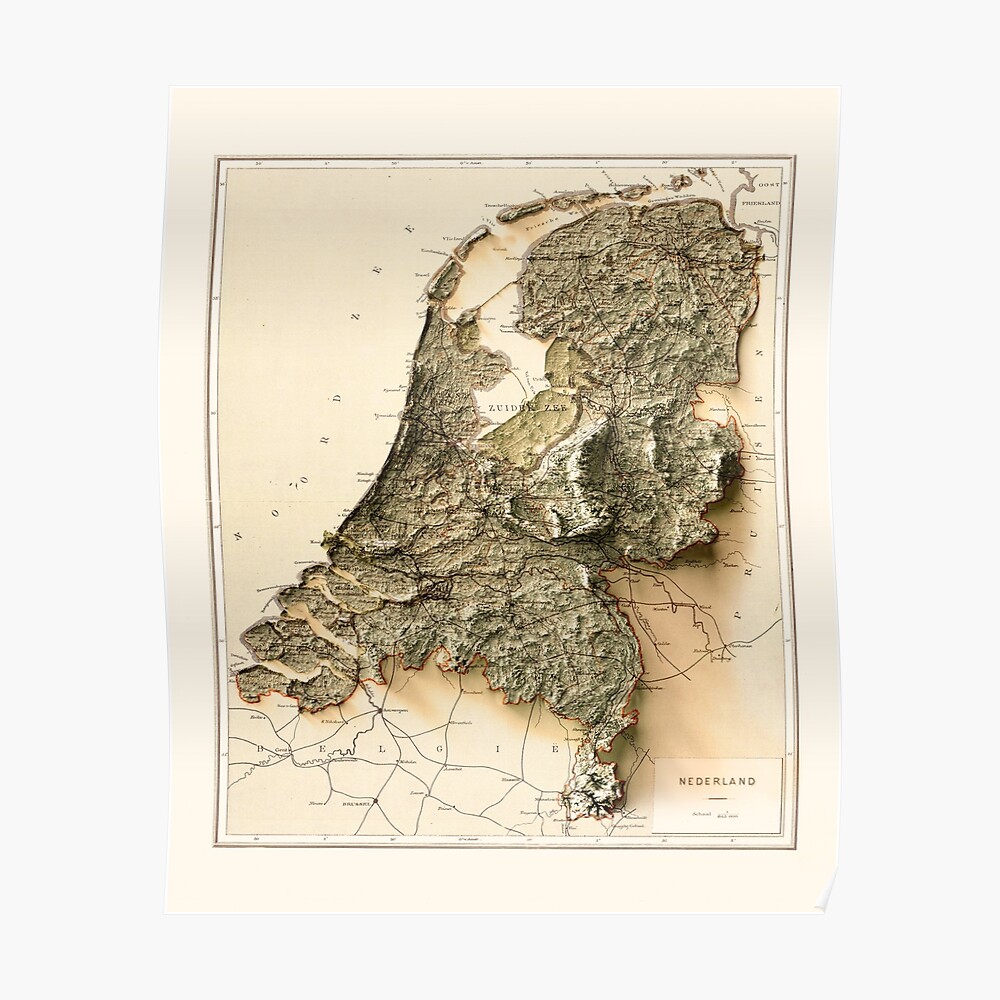 1900 Netherlands Relief Map (exaggerated) digitally-rendered" Sale by ThinkAboutMaps | Redbubble