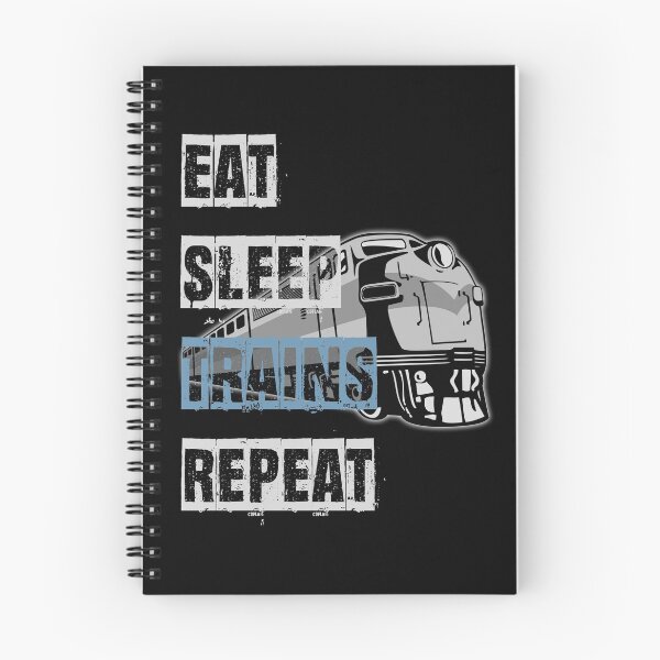 Item preview, Eat Sleep Trains Repeat Model Railroading and Railways Funny Bold Design with Blue Text. designed and sold by UrTops.