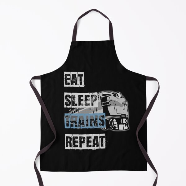 Item preview, Eat Sleep Trains Repeat Model Railroading and Railways Funny Bold Design with Blue Text. designed and sold by UrTops.