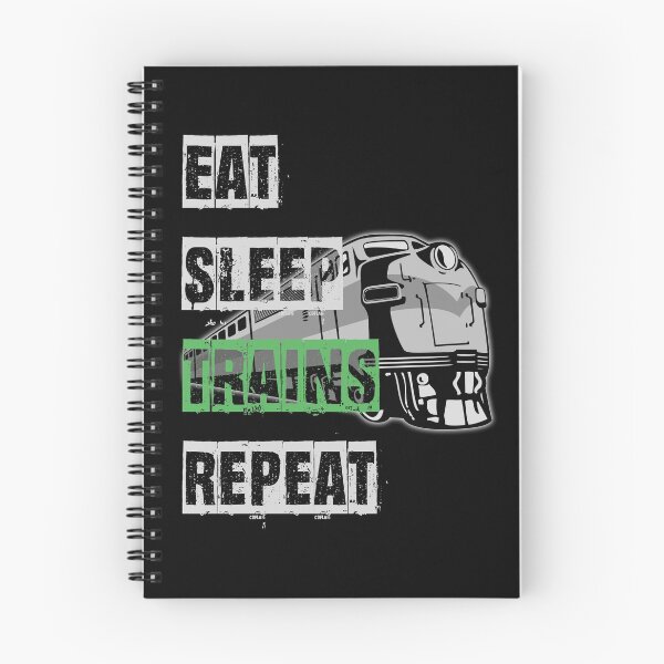 Item preview, Eat Sleep Trains Repeat Model Railroading and Railways Funny Bold Design with Green Text. designed and sold by UrTops.