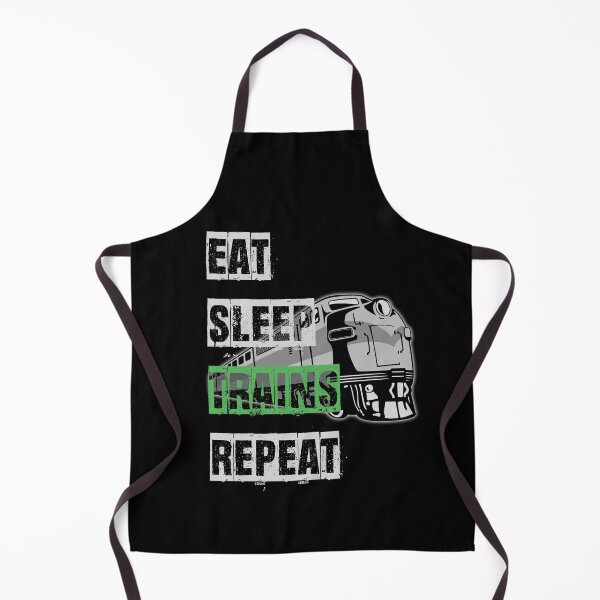 Item preview, Eat Sleep Trains Repeat Model Railroading and Railways Funny Bold Design with Green Text. designed and sold by UrTops.