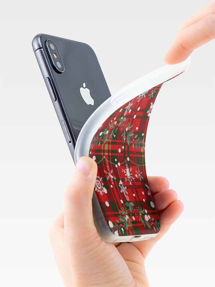 Alternate view of Christmas Snowflake Tartan iPhone Case