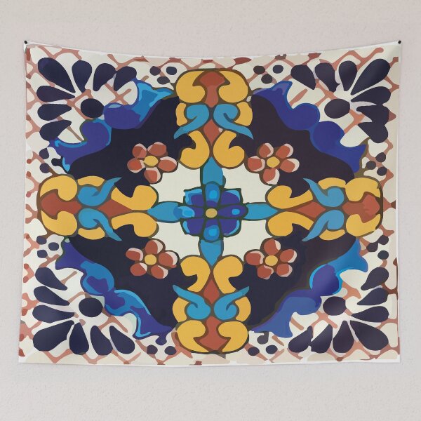 Item preview, Rustic authentic mexican talavera tile design glazed ceramic abstract pattern designed and sold by T-Mex.