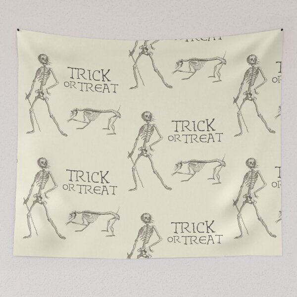 Item preview, Friendly Halloween Skeleton: Trick or treat (dark text) designed and sold by Ofeefee.