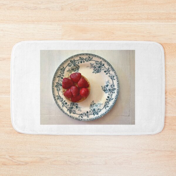 Item preview, Strawberry Tart on a Blue Floral French Plate designed and sold by lynnebeclu.