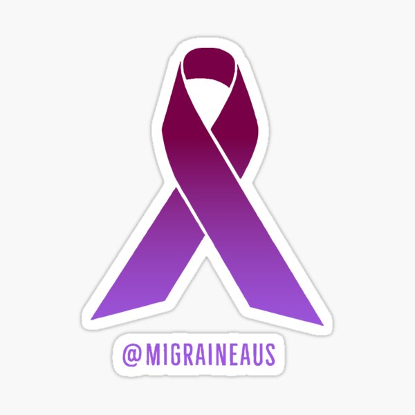 Migraineaus Awareness ribbon (purple and burgundy) Sticker