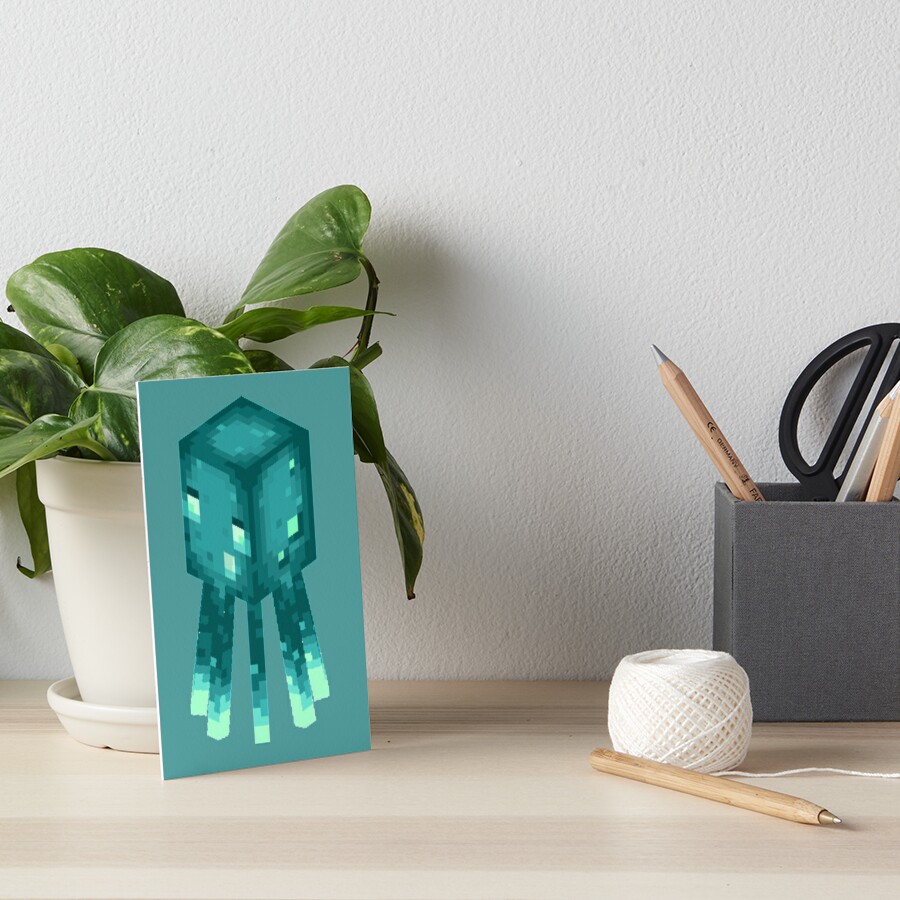 Minecraft glow squid art,glow squid art board print by lucindaboi redbubble