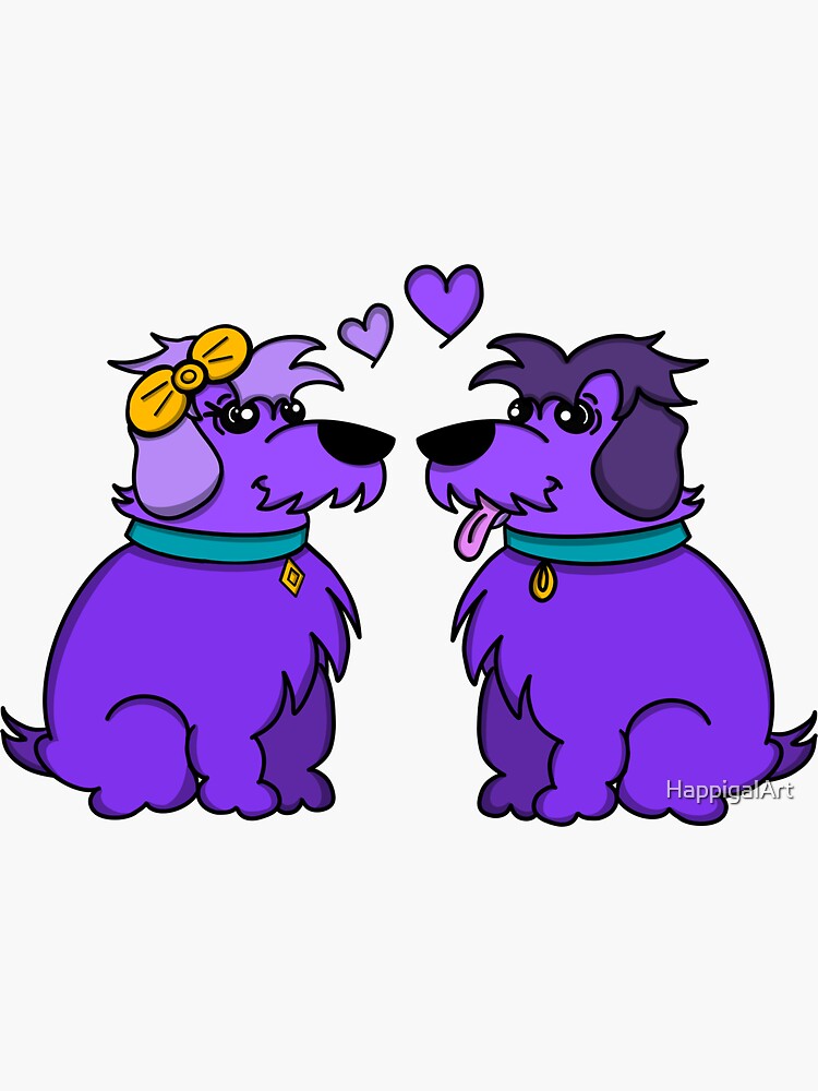 Sheep Dogs in Love Purple Sticker by HappigalArt
