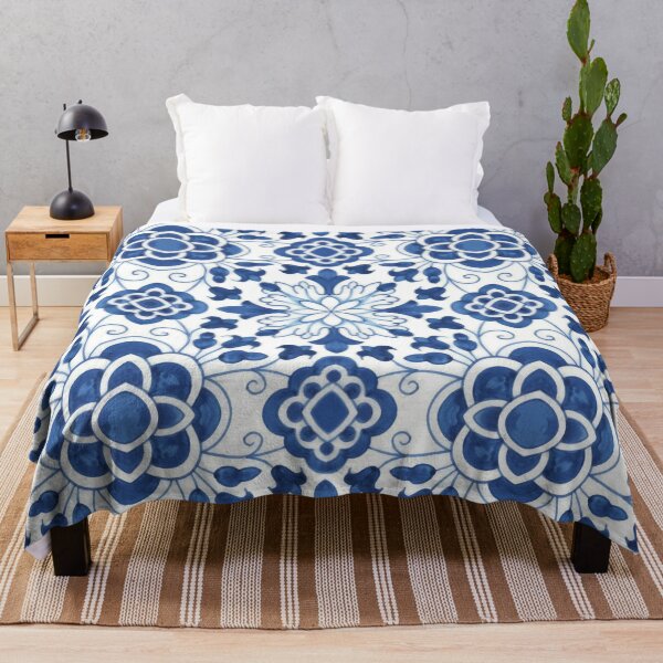 Item preview, Vintage Portuguese Blue Azulejos Tile Pattern designed and sold by CatyArte.