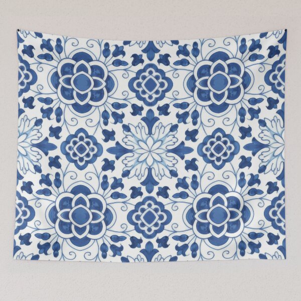 Item preview, Vintage Portuguese Blue Azulejos Tile Pattern designed and sold by CatyArte.