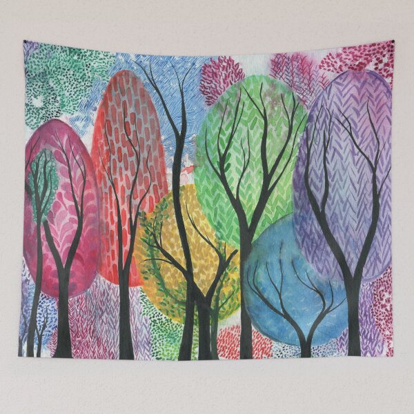 Item preview, Riotous - Rainbow trees watercolour painting designed and sold by klbailey.