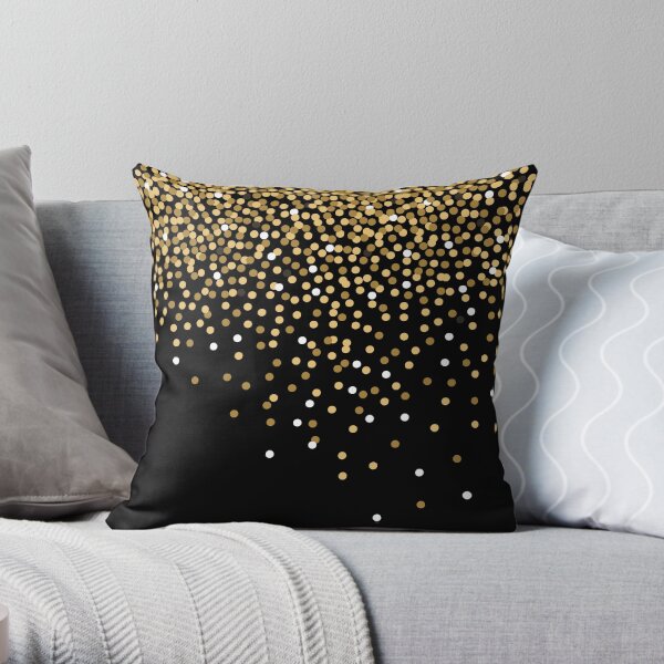 Golden glitter and black Throw Pillow