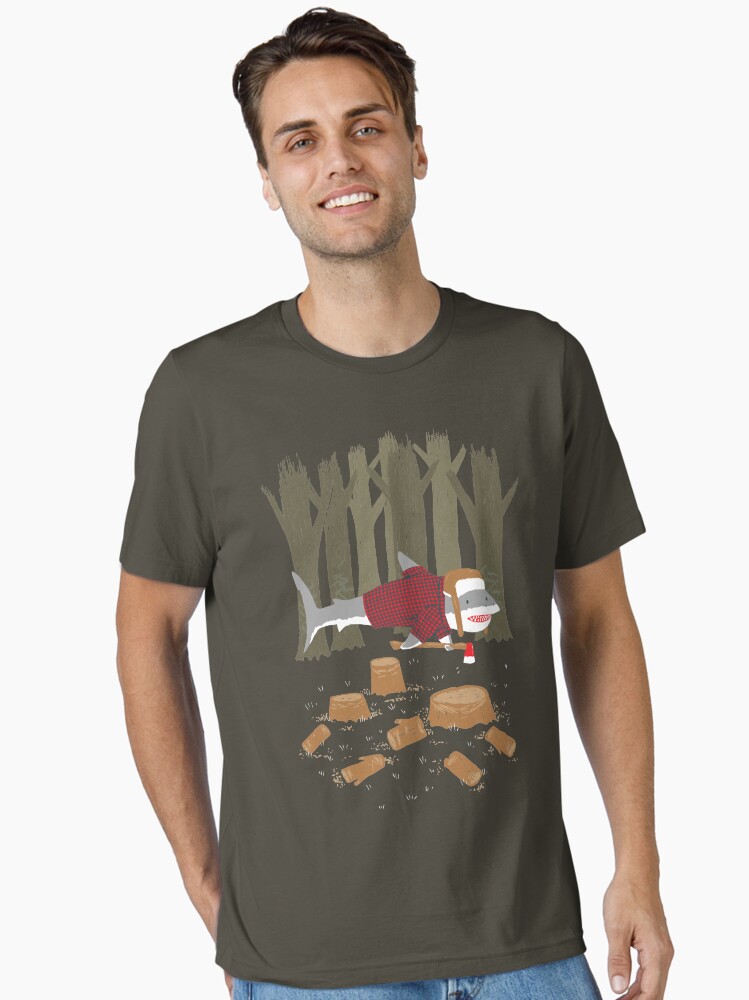 Thumbnail 1 of 7, Essential T-Shirt, LumberJack Shark designed and sold by nickv47.