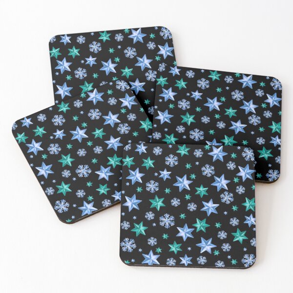 Item preview, Stars & Snowflakes Winter Pattern: Blue & Aqua designed and sold by PawsitiveMum.