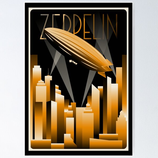 Item preview, Art Deco Zeppelin Flight Over The City of The Dreamer The Future designed and sold by 108dragons.