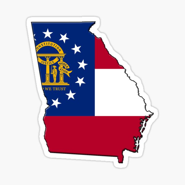 Georgia State Flag & Outline Sticker