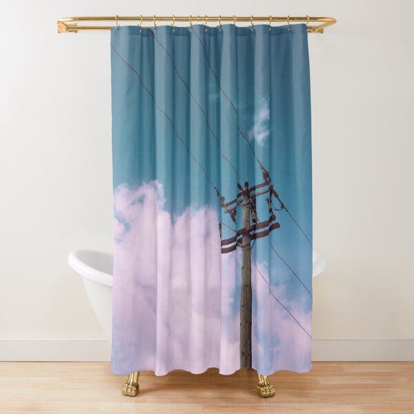 aesthetic electric pole Shower Curtain
