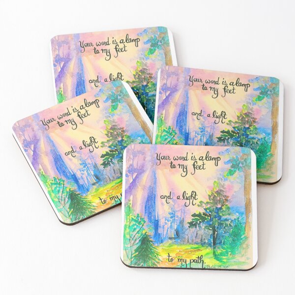 Item preview, Psalm 119:105. lighted path in woods  designed and sold by MymzyRedHatter.
