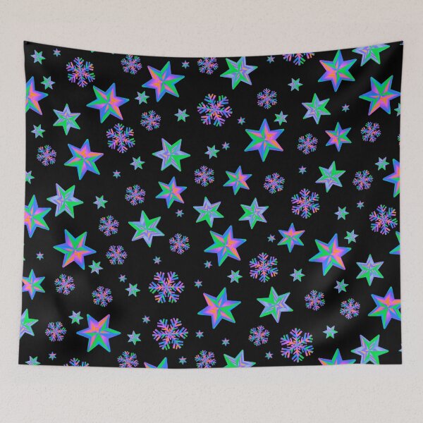 Item preview, Stars & Snowflakes IRIDESCENT Pattern: Pink/Orange Purple/Aqua designed and sold by PawsitiveMum.