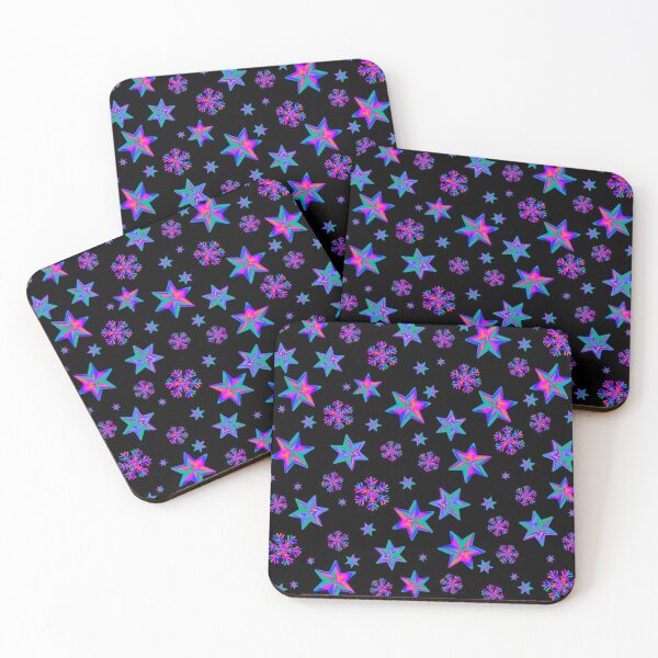 Item preview, Stars & Snowflakes IRIDESCENT Pattern: Pink, Purple & Aqua designed and sold by PawsitiveMum.