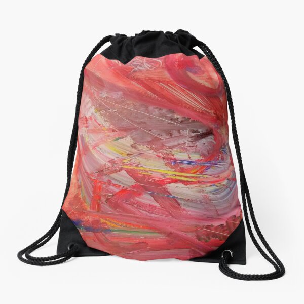 BLACK & WHITE & RED ALL OVER - Abstract Art Design - scroll down Drawstring Bag