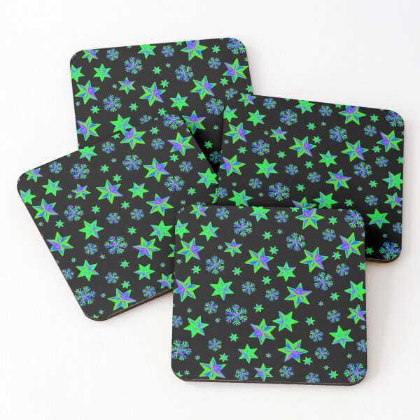 Item preview, Stars & Snowflakes IRIDESCENT Pattern: Green/Blue/Pink designed and sold by PawsitiveMum.