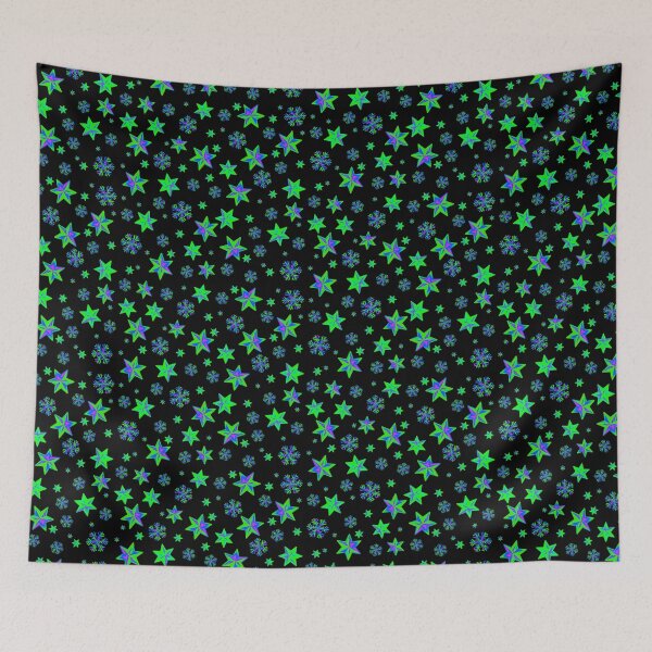 Item preview, Stars & Snowflakes IRIDESCENT Pattern: Green/Blue/Pink designed and sold by PawsitiveMum.