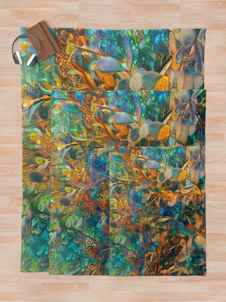 Alternate view of Flower abstract digital painting Throw Blanket