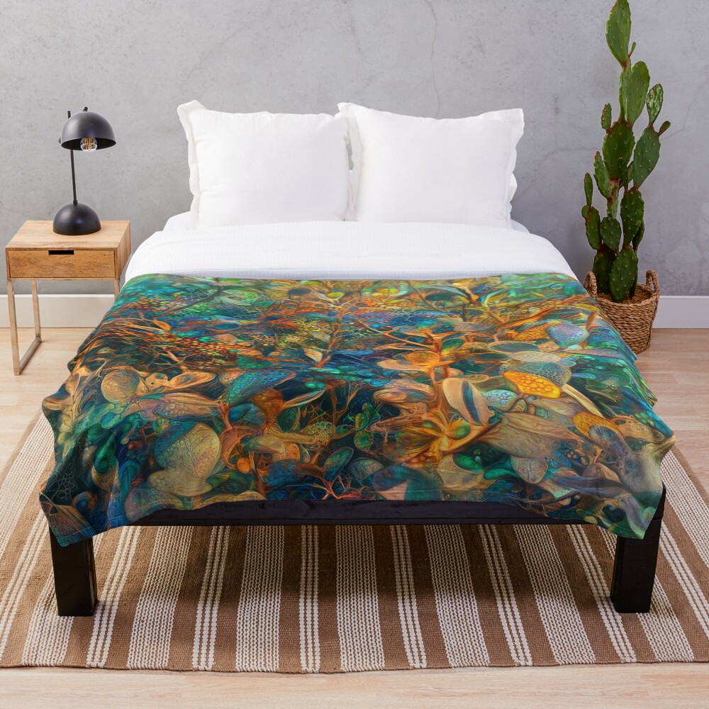 Flower abstract digital painting Throw Blanket