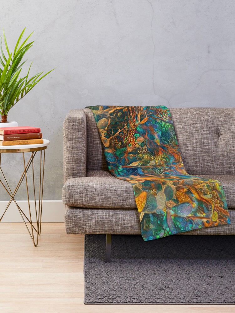 Alternate view of Flower abstract digital painting Throw Blanket
