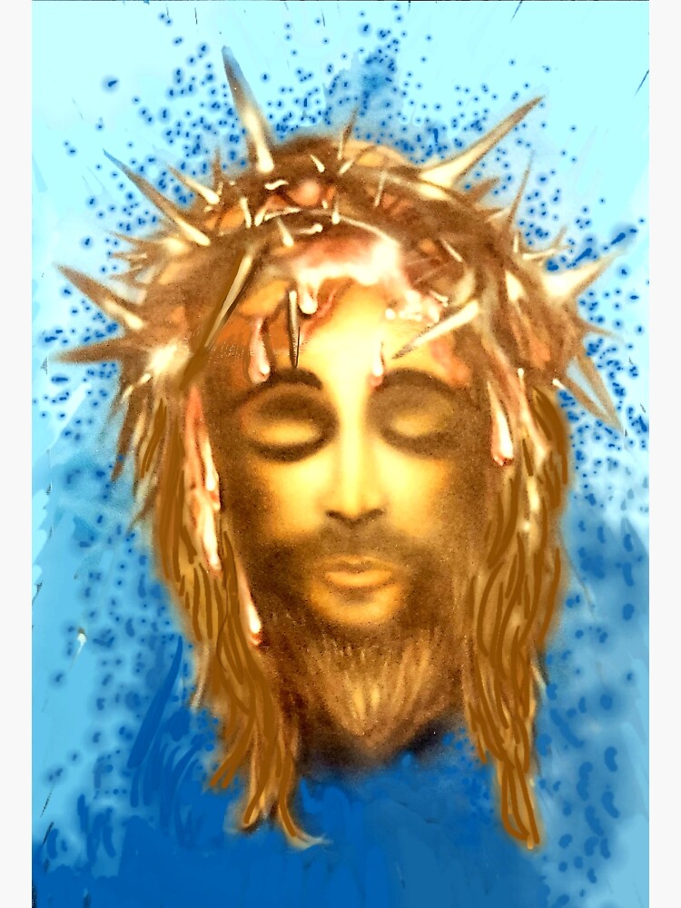 "Airbrush Jesus in thorn crown " Sticker by MymzyRedHatter Redbubble