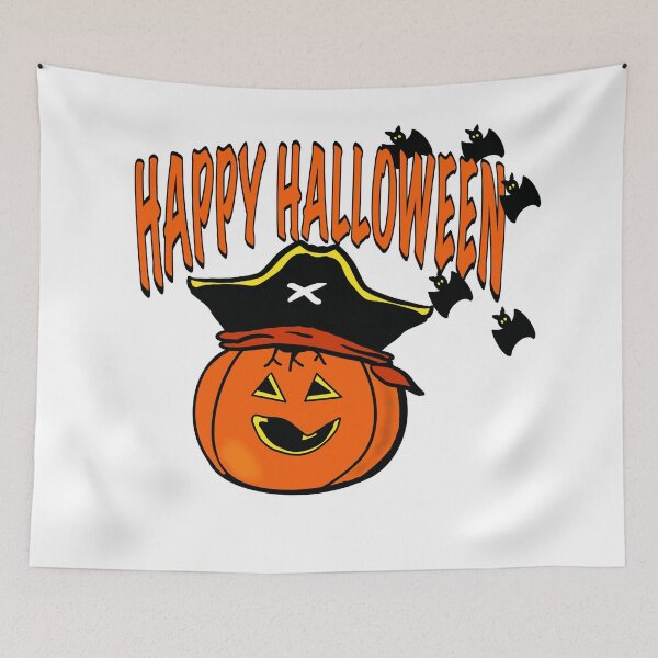 Item preview, Pumpkin Face Wearing Pirate Hat designed and sold by BusyMonkeys.