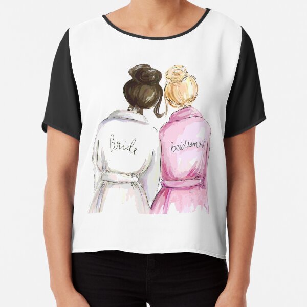 Bridesmaid Gift Proposal | Best Wedding Gift for Bride | Bride Gift from MOH | Bridal Shower Gift for Her | Bridesmaid Gift from Bride (Brunette & Blonde) Chiffon Top