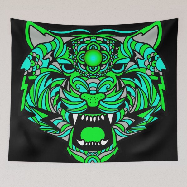 Item preview, GREEN AND SILVER MANDALA TIGER designed and sold by Astralia.