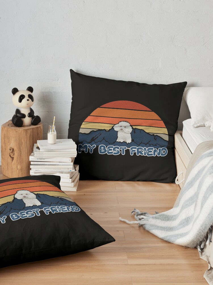 Alternate view of My Best Friend Poodle - Poodle Dog Sunset Mountain Grainy Artsy Design Floor Pillow